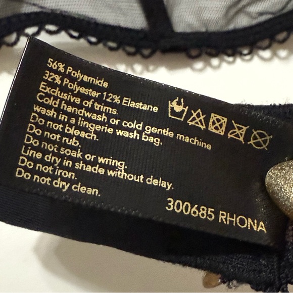 HONEY BIRDETTE RHONA BLACK FLORAL PRINT SHEER MESH PUSHUP BRA - Picture 10 of 13